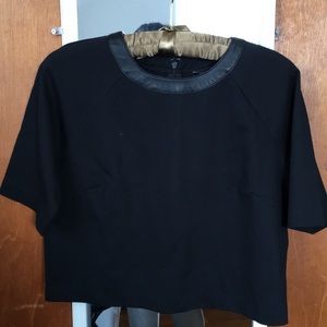 banana republic leather trim collar crop top